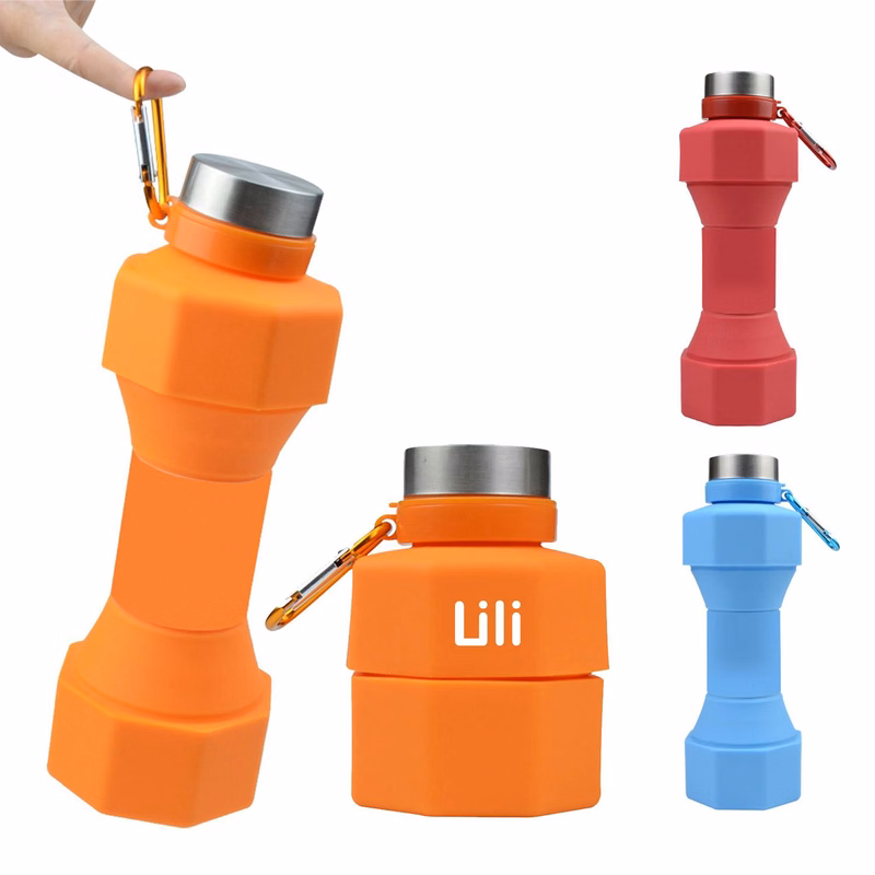 Silicone Dumbbell Shaped Collapsible Sports Water Bottle