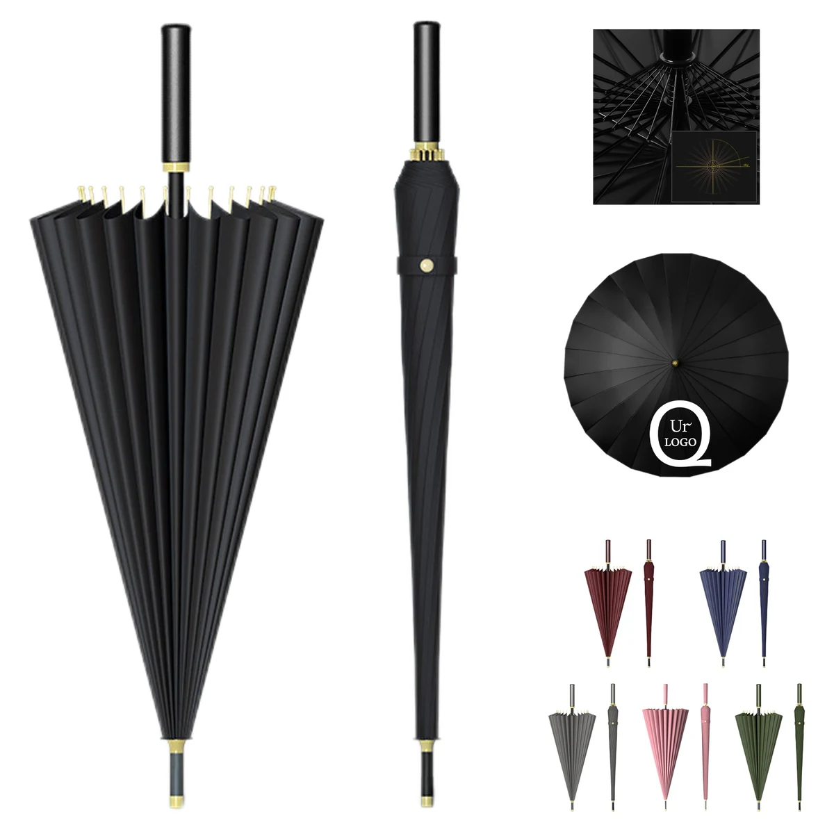 24 Ribs Long Umbrella 1
