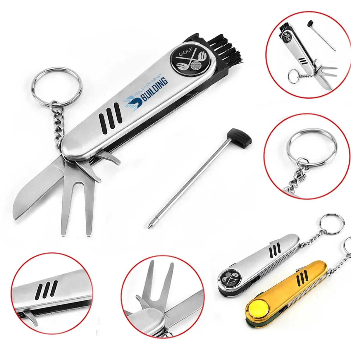 5 in 1 Kit Portable Multi-Pocket Golf Knife W/ Keychain 1