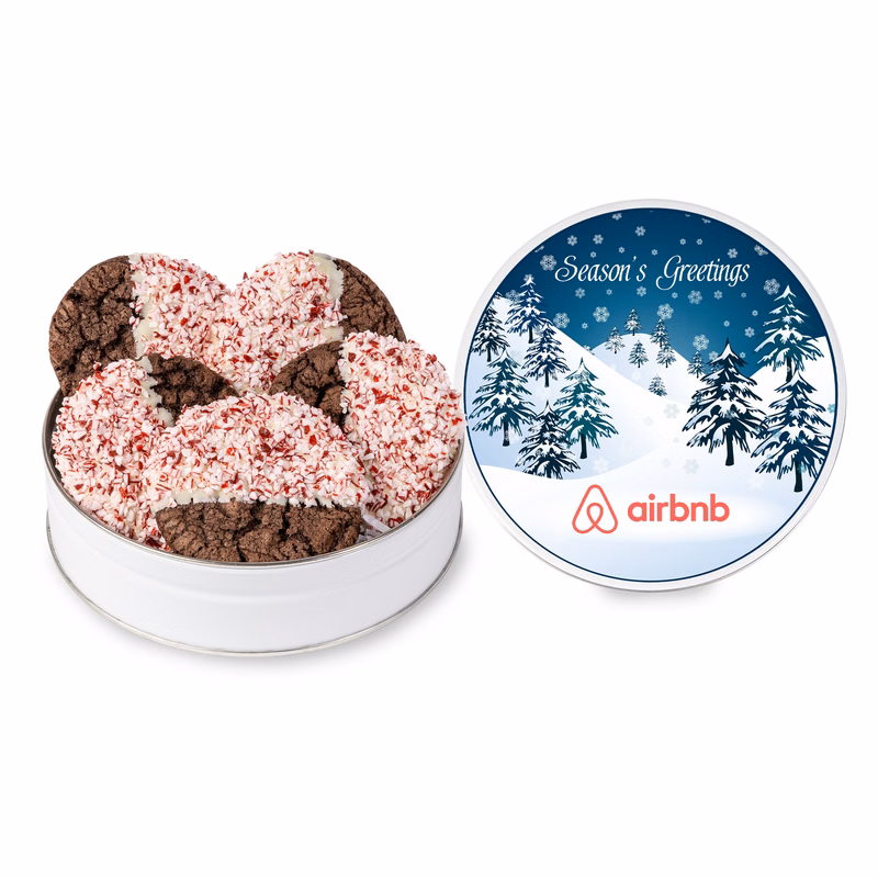Crushed Peppermint Chocolate French Sable Cookie in Gift Tin-Small