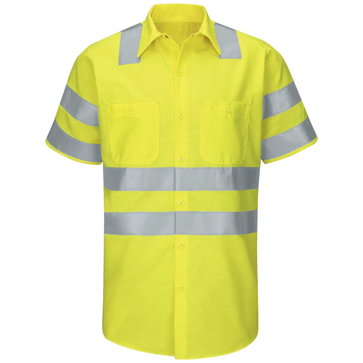 Red Kap® Men's Hi-Visibility Short Sleeve Ripstop Work Shirt - Type R, Class 3 1