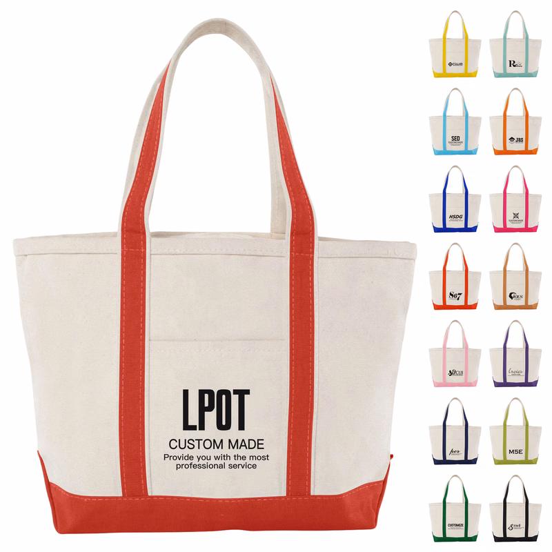 Premium 120Z Two Tone Poly-Cotton Canvas Tote Bag With Front Pocket (MOQ: 50PCS, 16.5'' x 13'' x 3.8