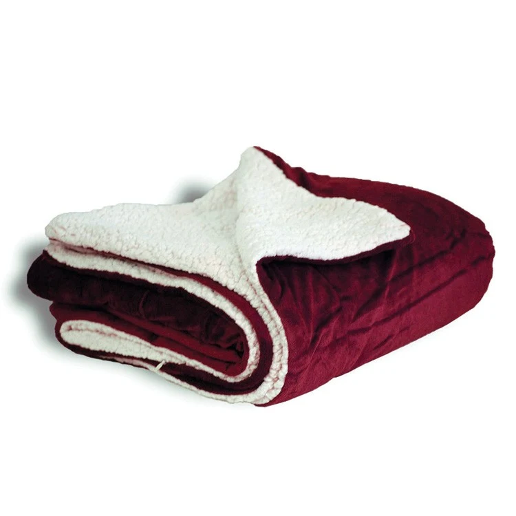 Maroon Sherpa Faux Micro Mink/Lambswool Sherpa Throw Blanket 1