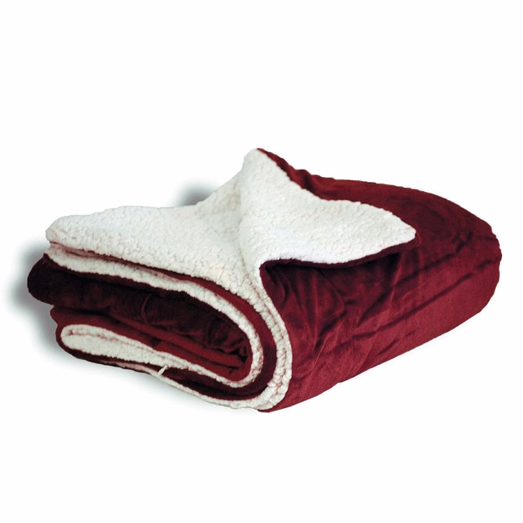 Maroon Sherpa Faux Micro Mink/Lambswool Sherpa Throw Blanket