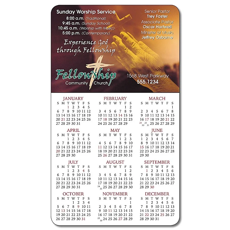 Religious Calendar Magnet - 3.5x6 Round Corners - 25 mil. 1