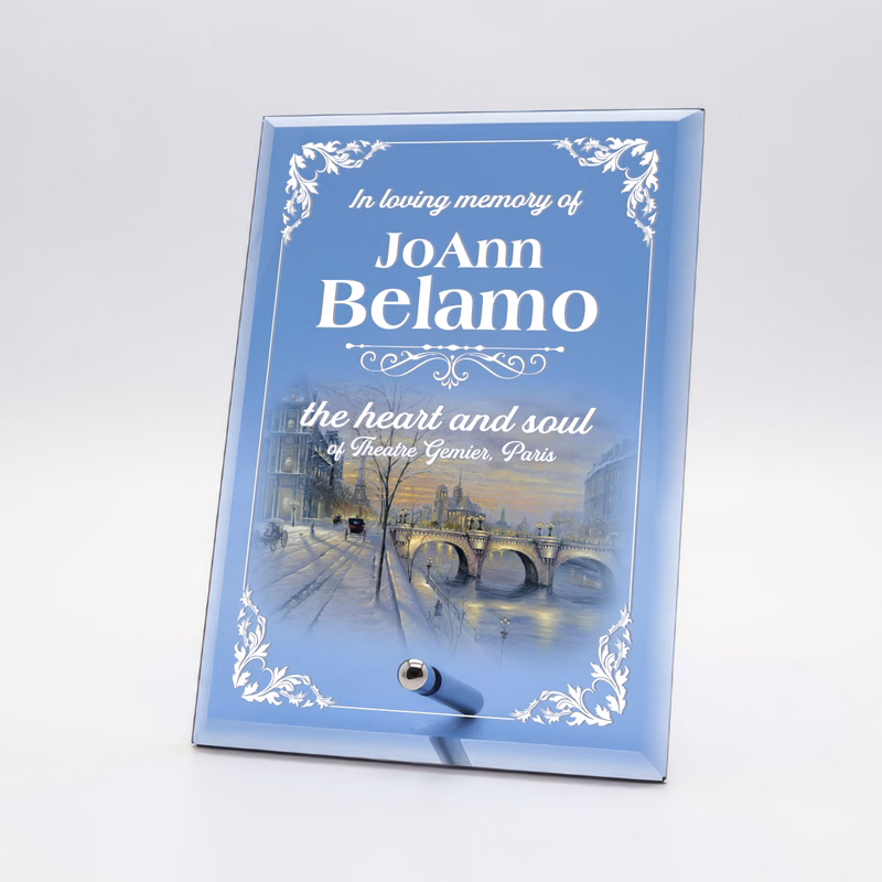 Economy Blue Glass Standing Plaque
