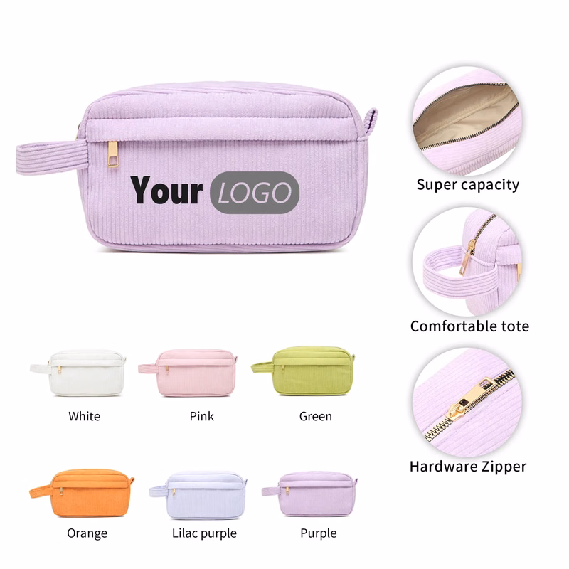 Corduroy Travel Cosmetic Bag