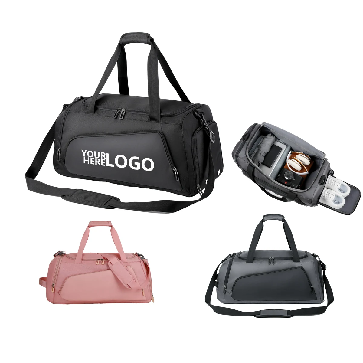 Polyester Travel Bag with Separate Shoe Compartment and Water-Resistant Feature 1