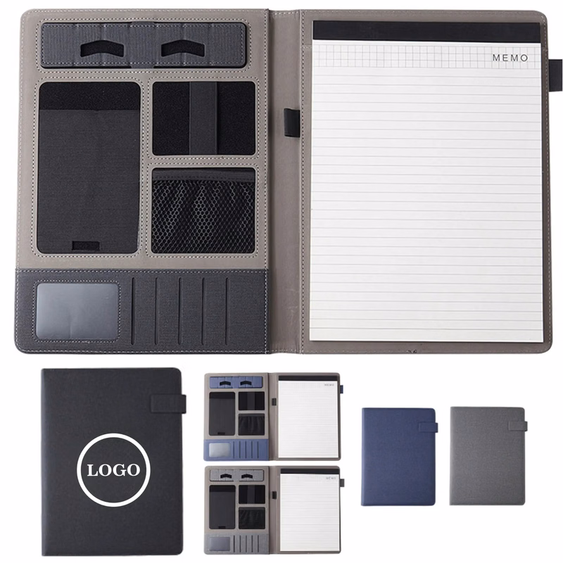 PU Leather Business Notebook with Card Slots and Holder