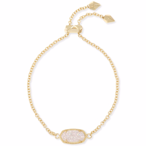 Kendra Scott Elaina Gold Adjustable Chain Bracelet in Iridescent Drusy