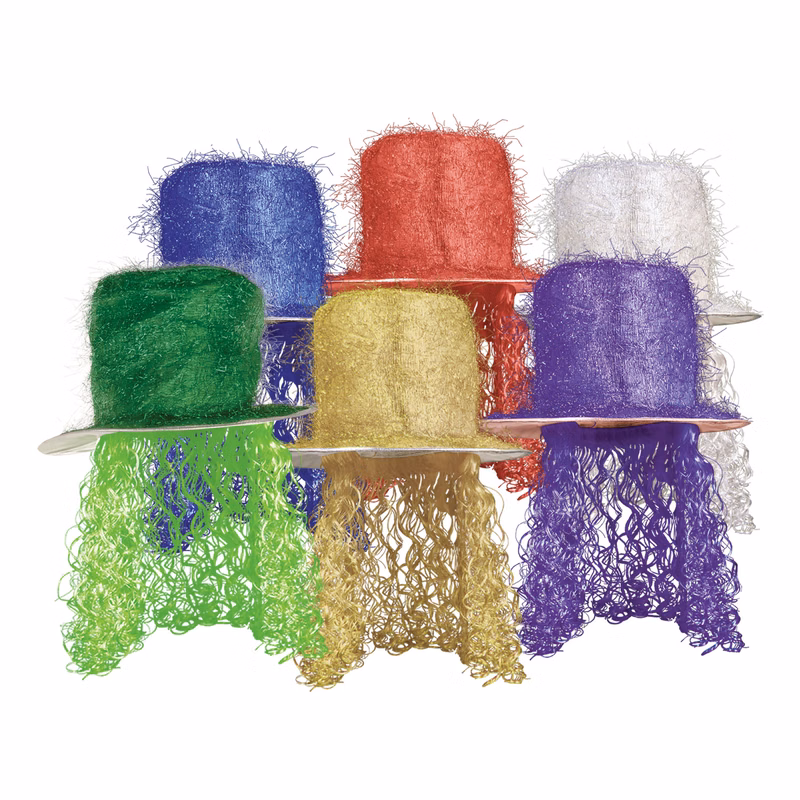 Tinsel Top Hat w/ Curly Wig