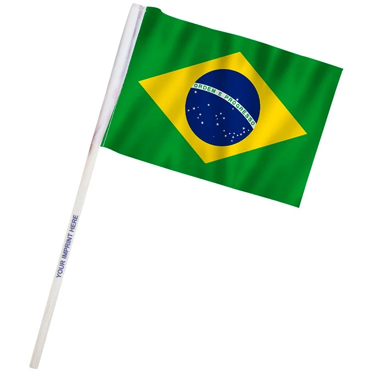 4" x 6" Brazil Imprinted Staff Polyester Stick Flags 1