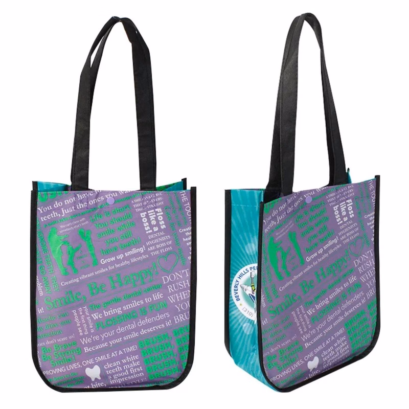 Sublimated PET Non-Woven Full Color Rounded Bottom Tote Bag - 4 Sided (10" x 12" x 5")