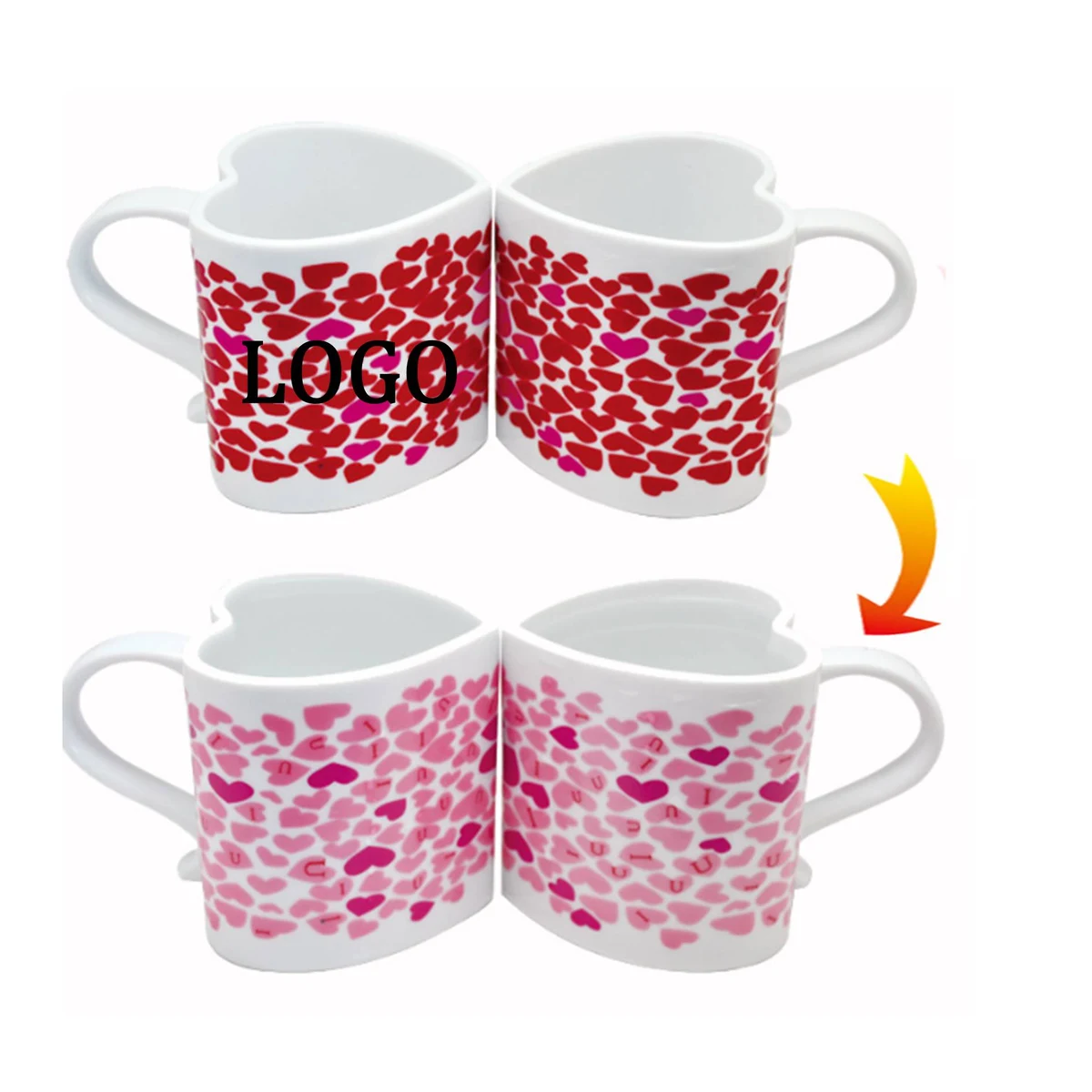 Love Heart Shaped Color Changing Ceramic Mug 1
