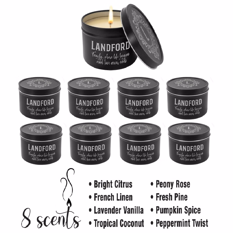8 oz. Scented Candle in a Black Metal Tin