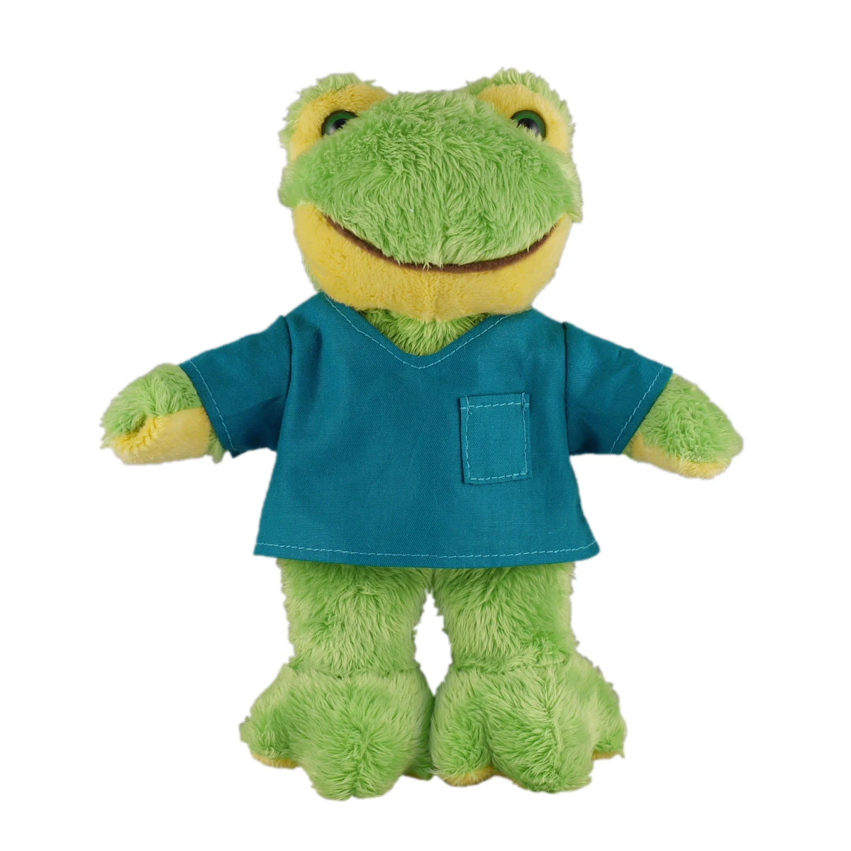 Soft Plush Stuffed Frog in scrub shirt 1
