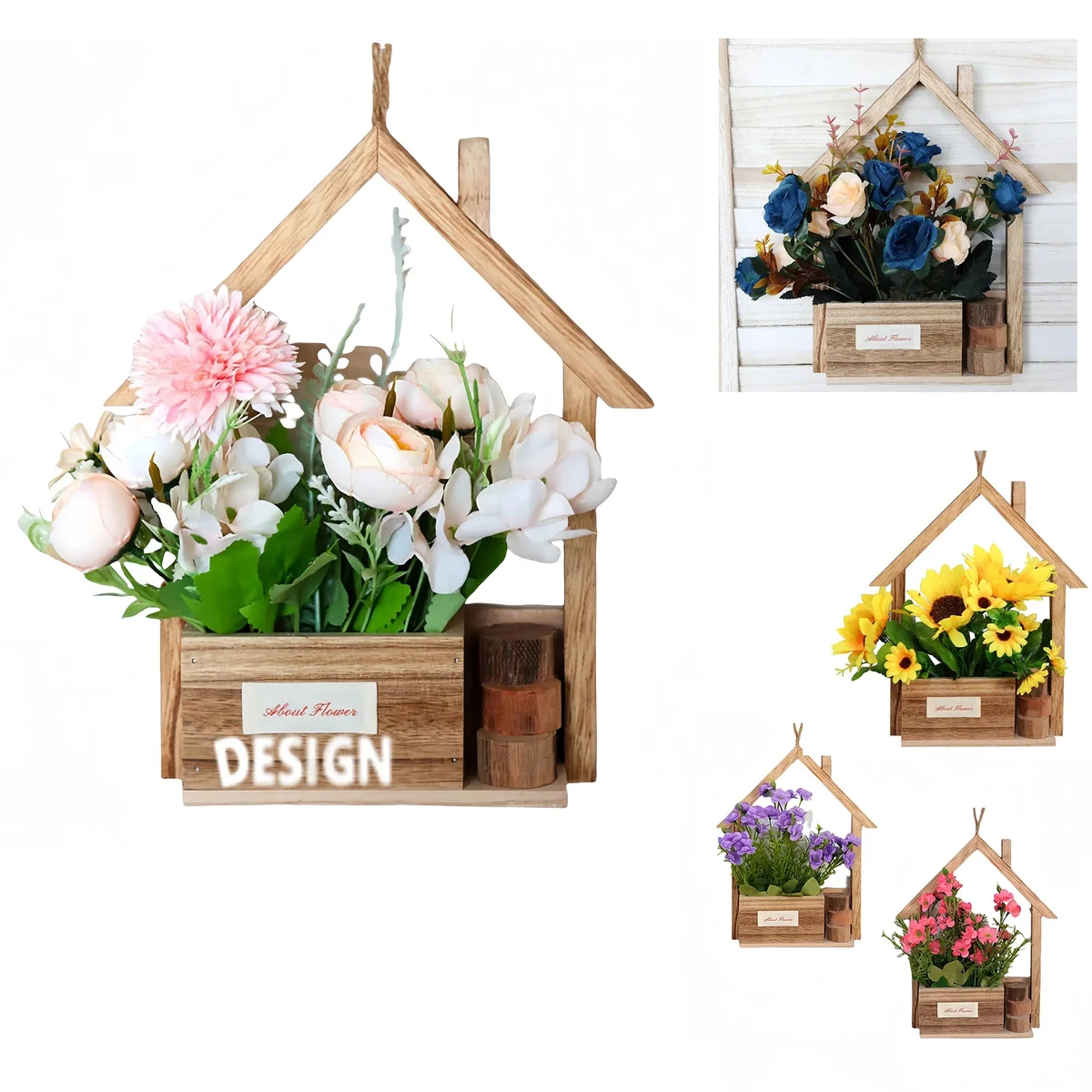 House-Shaped Hanging Planter With Rope Mounts 1