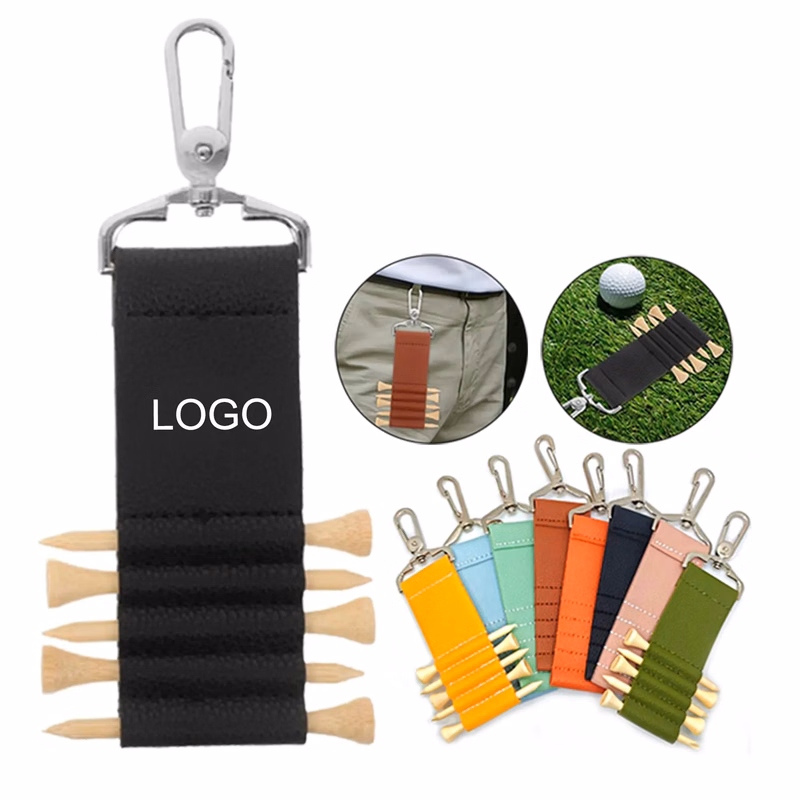 Leather Golf Tee Holder Keychain Carabiner