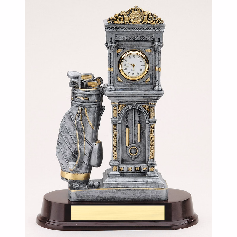 Clock And Golf Bag 10.5" Resin