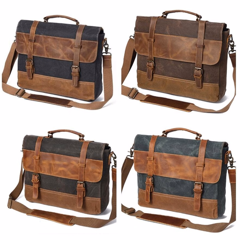 Canvas Leather Messenger Bag