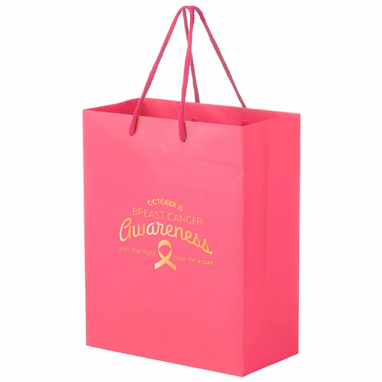 Pink Awareness Matte Laminated Euro Tote Bags - Foil Stamped