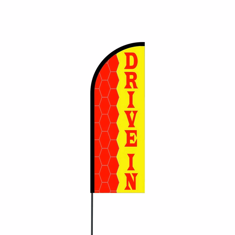 Drive In Flag Kit 17' Feet Feather Flag Sign Outdoor Banner