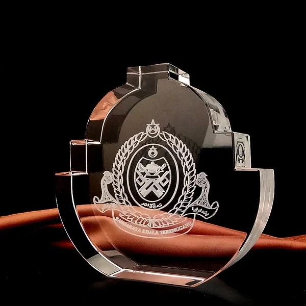 Clear Crystal Leaf Shaped Trophy 1