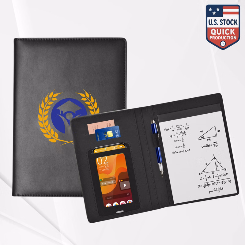 A5 Leatherette Padfolio with Touchscreen Smartphone Sleeve