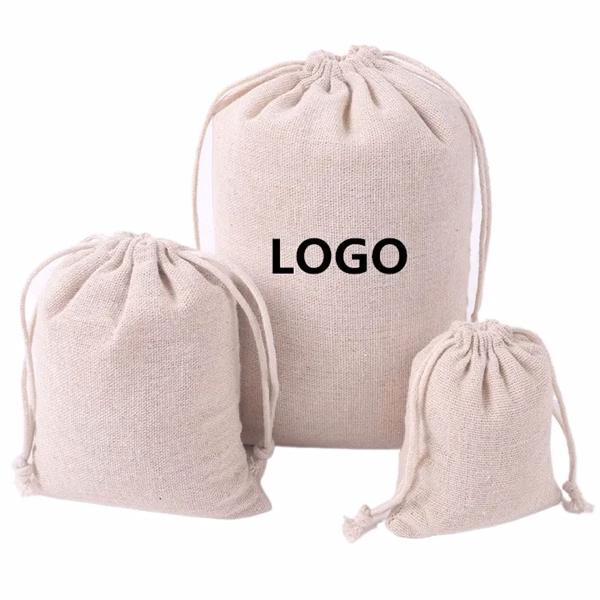 Custom Cotton Drawstring Bag with Reinforced Closure — Eco Friendly Storage Promo