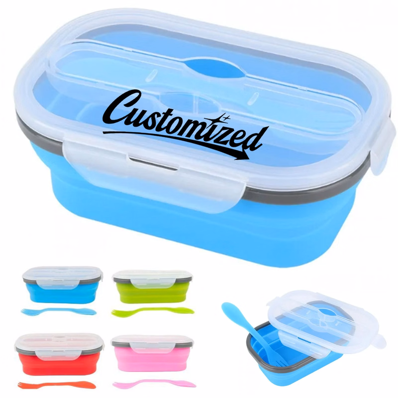 20Oz. Collapsible Silicone Lunch Box with Lid and Cutlery