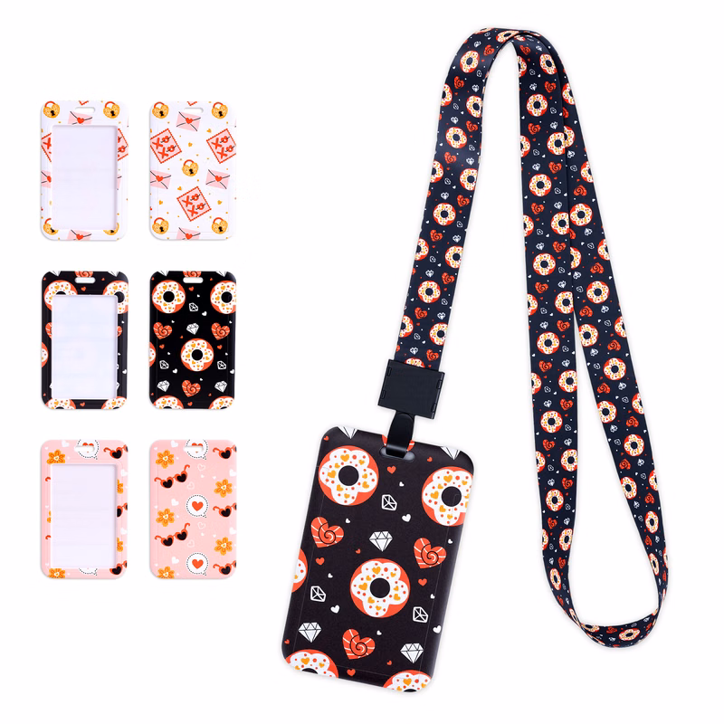 Custom Vertical Sliding Plastic ID Card Holder WIth Lanyard