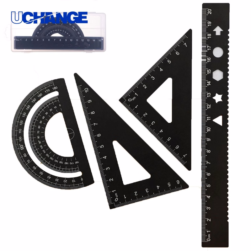 4-Piece Geometry Ruler Set