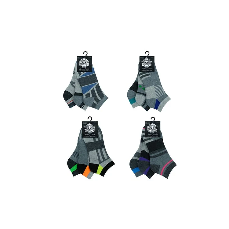 Men's Athletic Socks - 3 Pack Gray Stripes Size 10-13 1