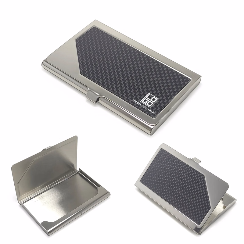 Stainless Steel PU Leather Business Card Holder MOQ10pcs