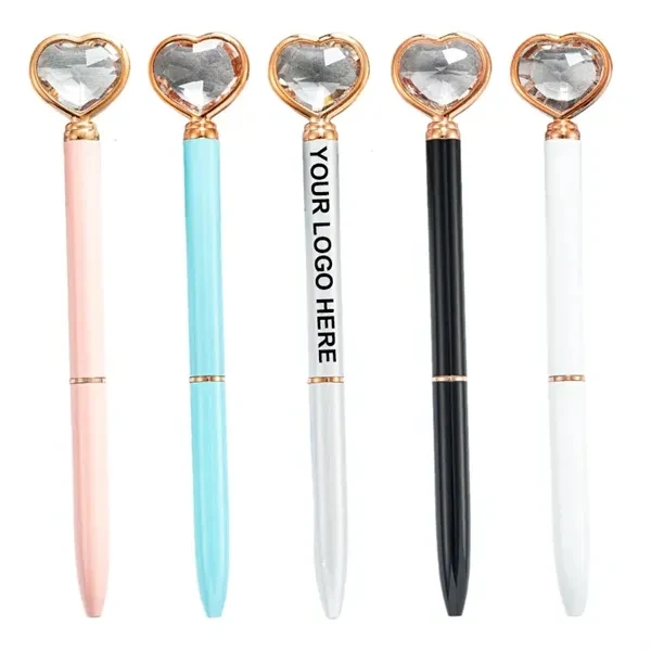 Custom Metal Ballpoint Pen with Crystal Heart Inlay — Elegant Premium Writing Essential 1