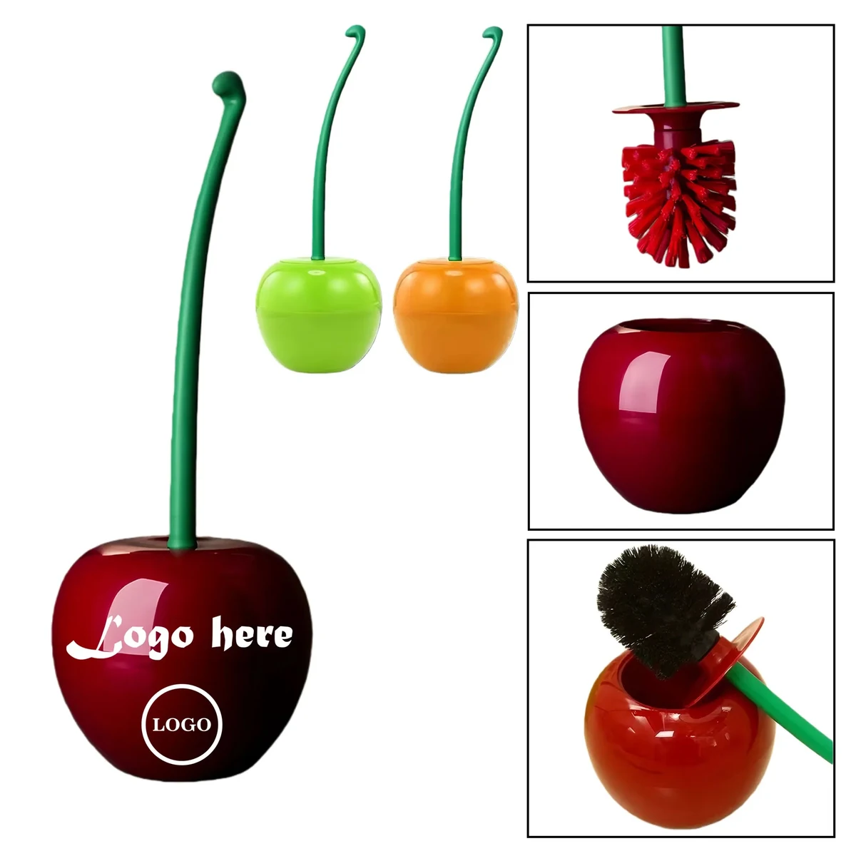 Creative Cherry Shaped Toilet Brush Set With Long Handle 1
