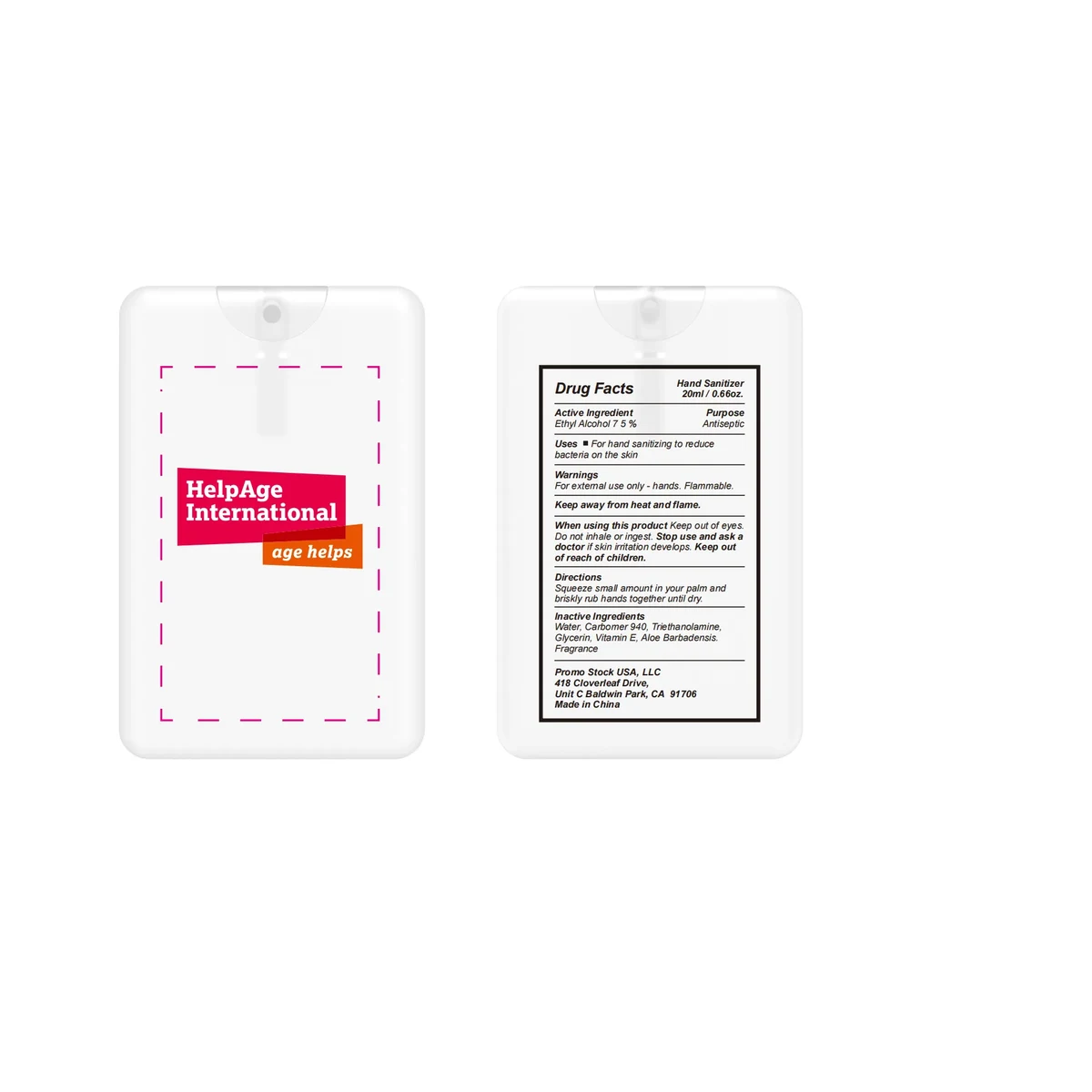 Custom labelled 0.66oz/20ml 75% Credit Card Hand Sanitizer 1
