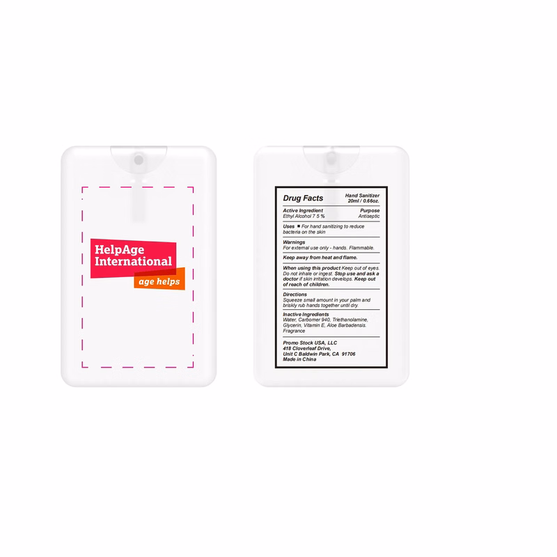 Custom labelled 0.66oz/20ml 75% Credit Card Hand Sanitizer