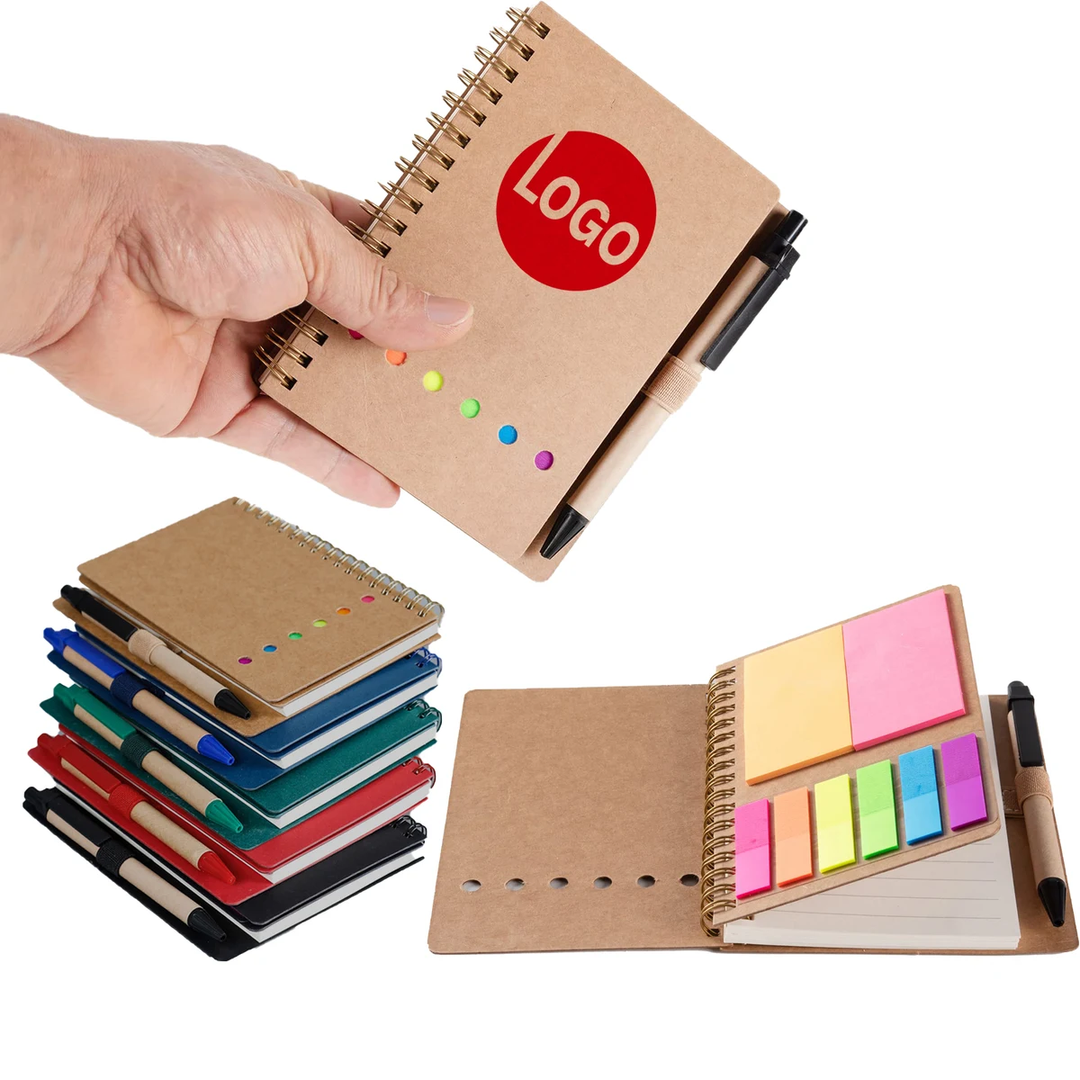 Color-Matched Notebook Set with Pen, Sticky Notes & Mini Flags 1