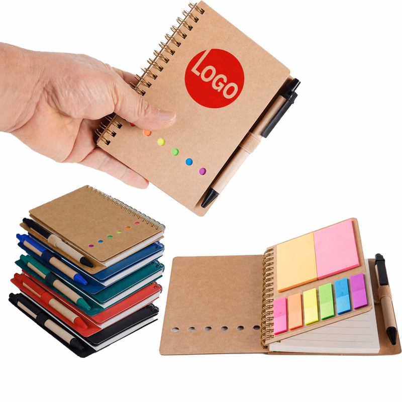 Color-Matched Notebook Set with Pen, Sticky Notes & Mini Flags