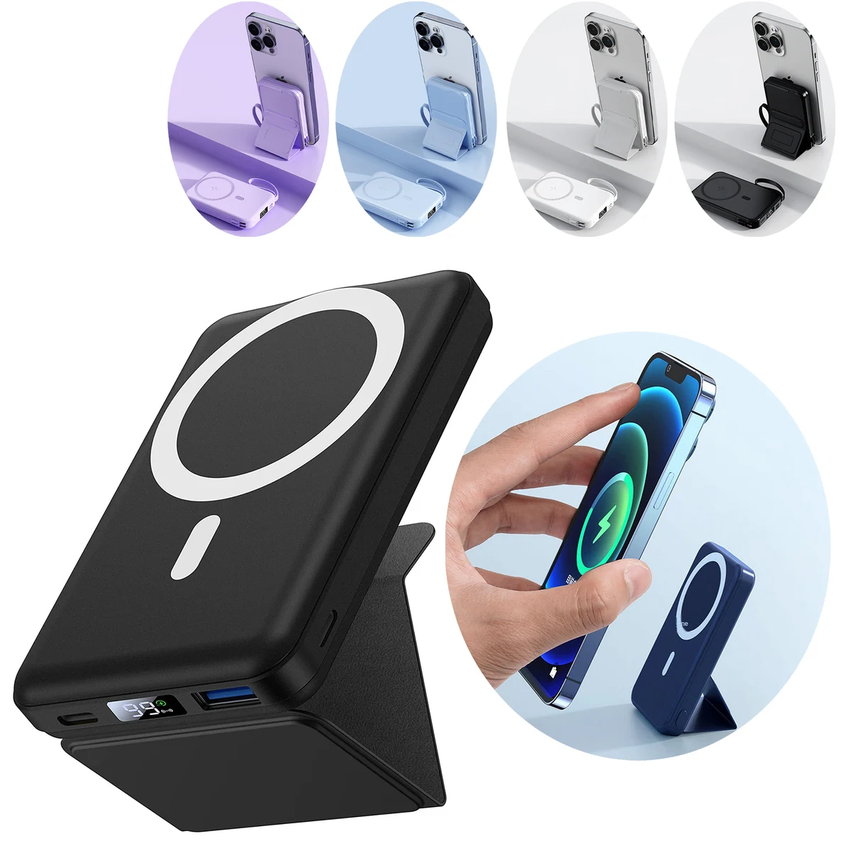 Magnetic Wireless Portable Charger, Foldable 10000mAh Battery 1