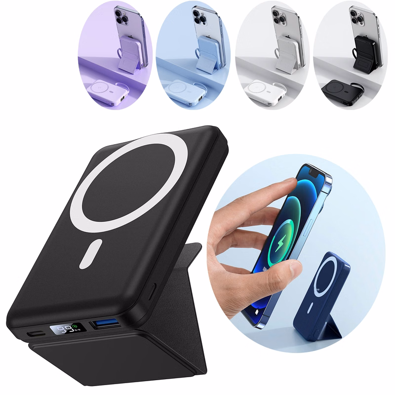 Magnetic Wireless Portable Charger, Foldable 10000mAh Battery