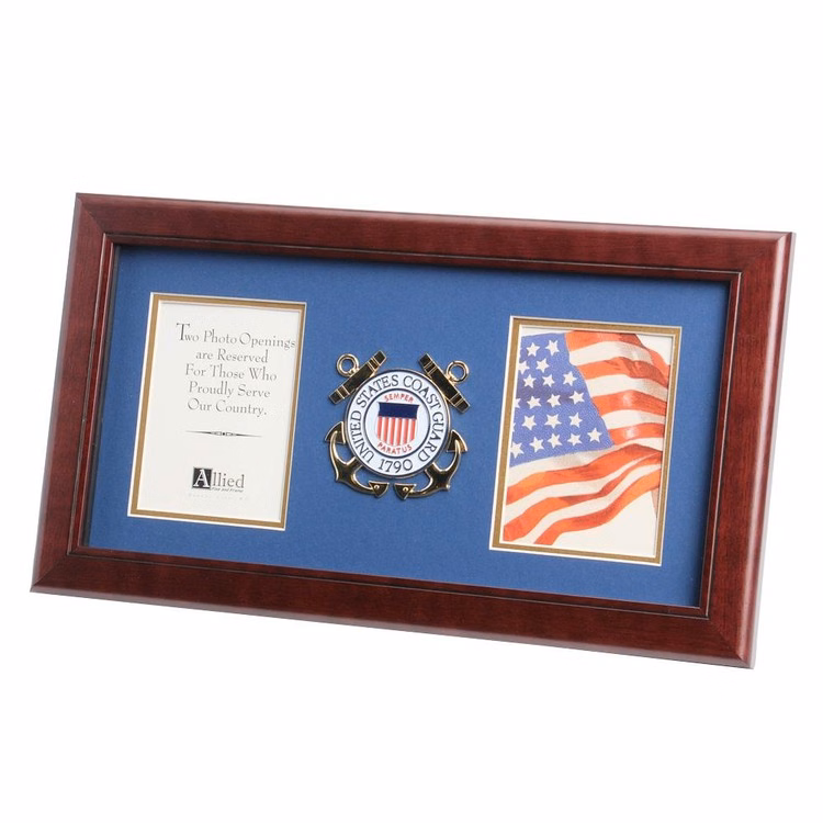 U.S. Coast Guard Medallion 4-Inch by 6-Inch Double Picture Frame