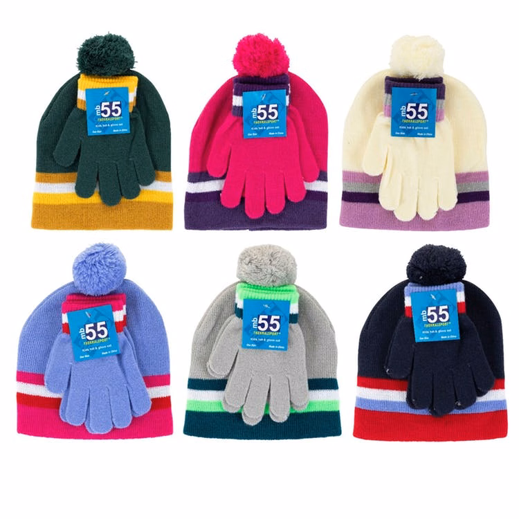 Kids' Knit Hat & Glove Sets - Color Block with Stripe 4T-10