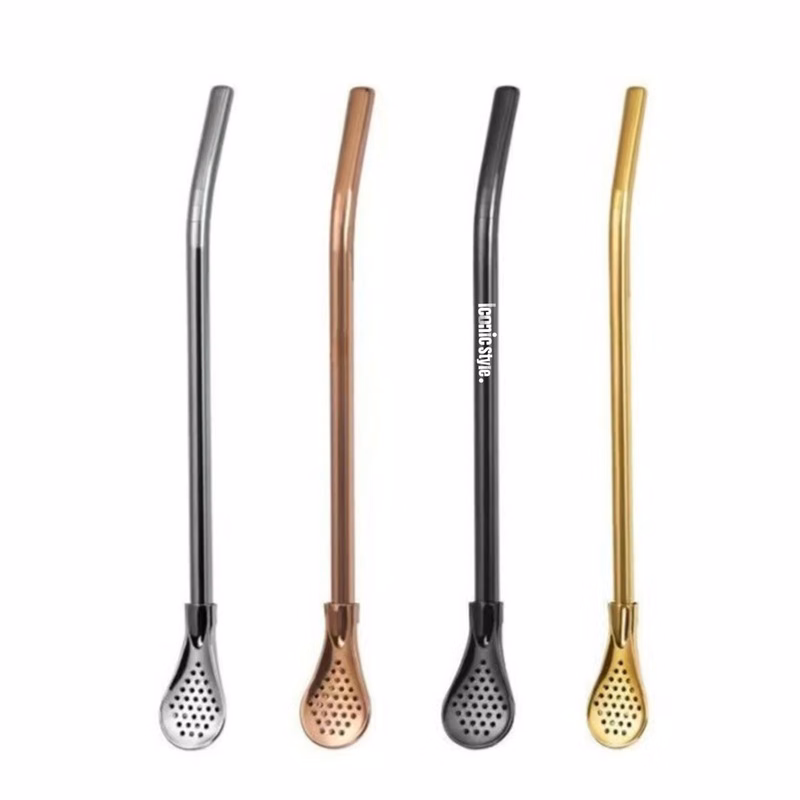 304 Stainless Steel 2-in-1 Straw & Mixing Spoon