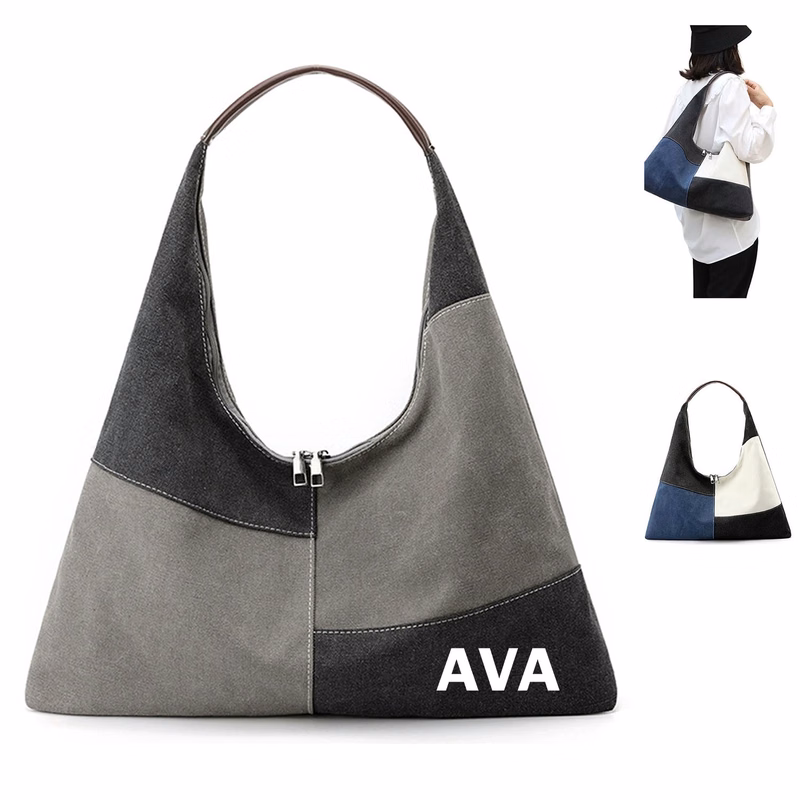 Stitching Trend Canvas Tote Bag