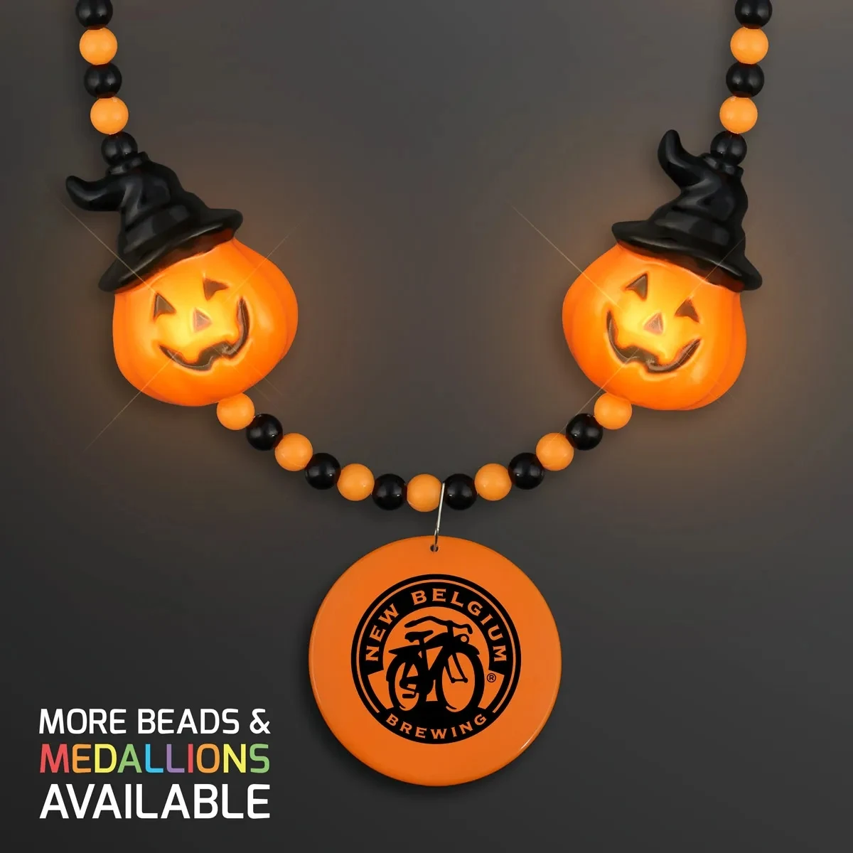 LED Hocus Pocus Pumpkins Beads with Medallion 1