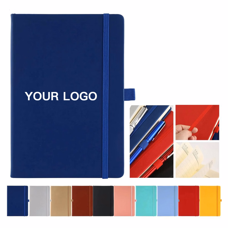 PU Leather Notebook with Strap Closure and Lined Pages