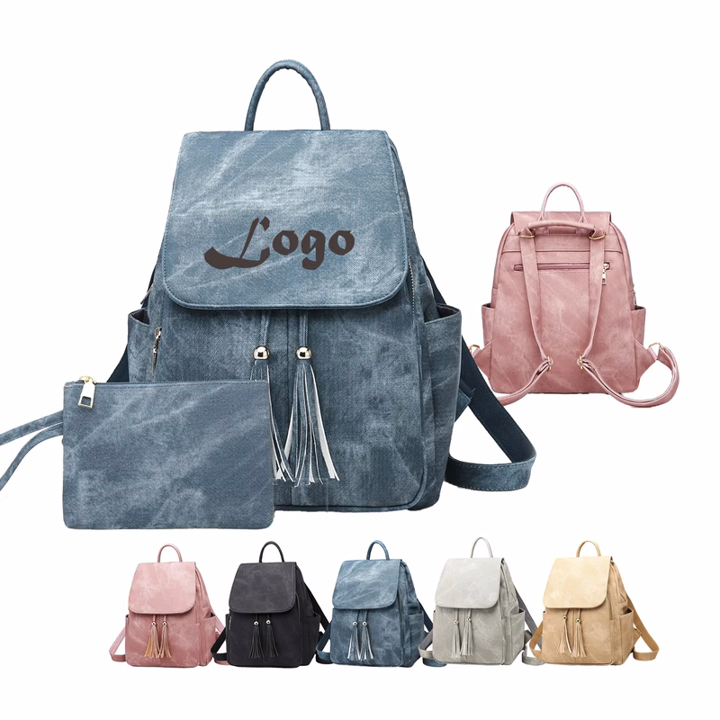 PU Leather Tassel Decorated Backpack