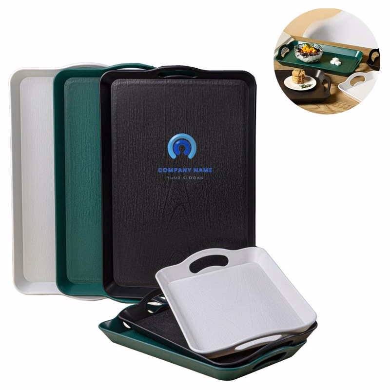 PP Imitation Wood Grain Portable Fast Food Tray